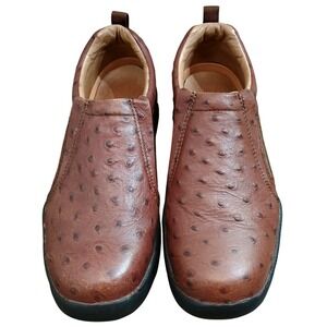 Roper Women's Brown Ostrich Leather Slip On Performance Loafer Shoes Size 8.5